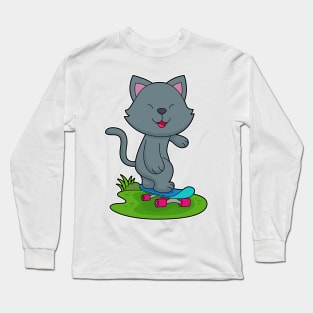 Cat Skater Skateboard Long Sleeve T-Shirt